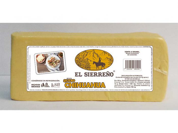 BARRA IMITACIÓN QUESO CHIHUAHUA EL SIERREÑO 3,3 kg